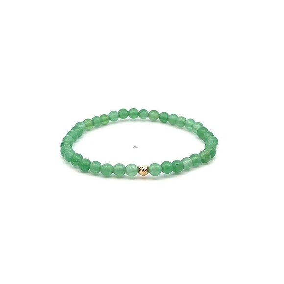 Natural Aventurine Gemstones Mini 4mm 18K Yellow Gold Charm Round Bead Faceted - Picture 1 of 5